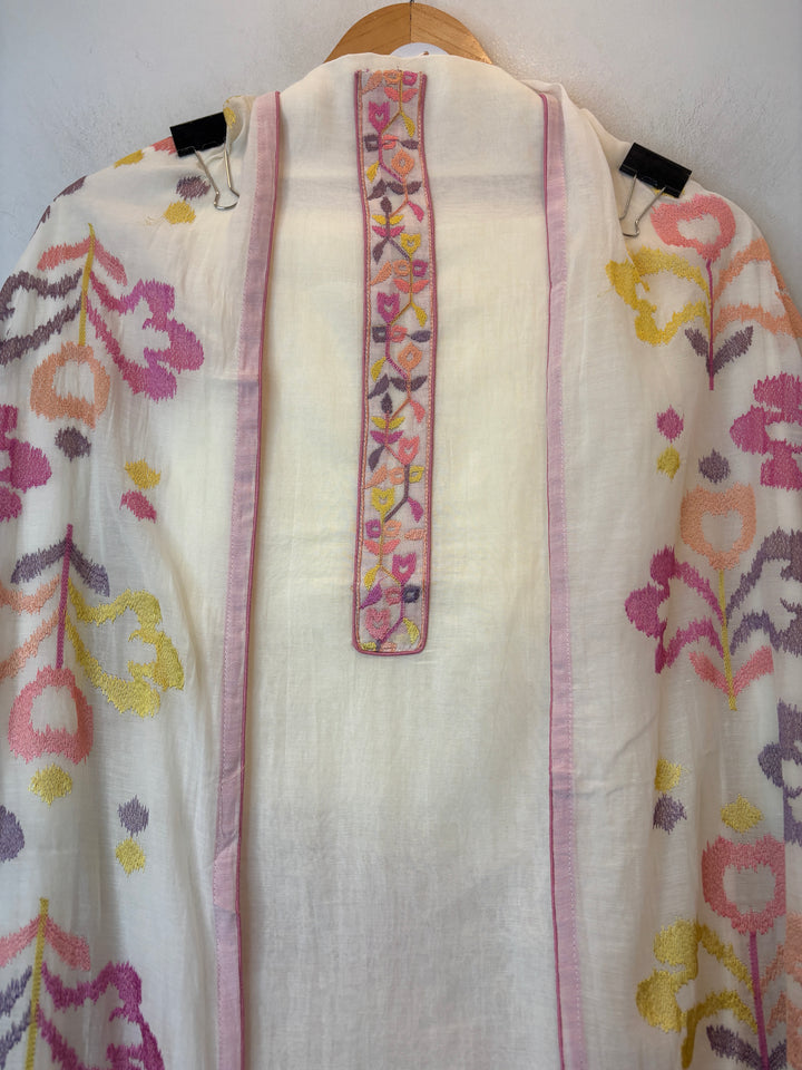 Mul Cotton Unstitched Suit Set with Heavy Embroidery