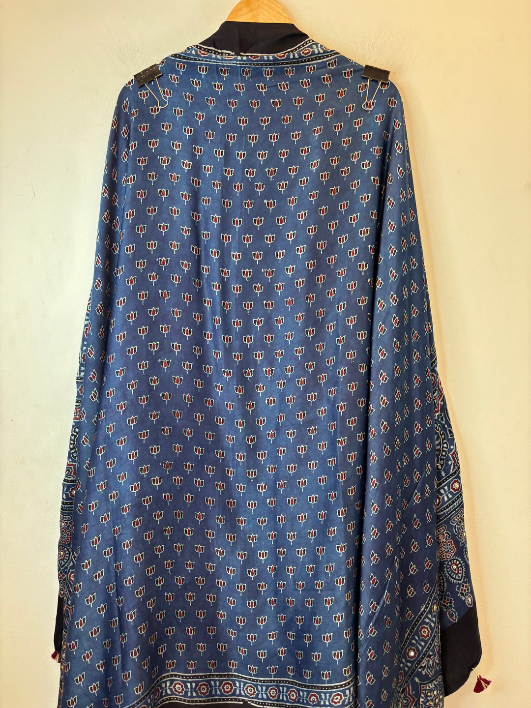 Blue Ajrakh Modal Mirror Work Suit Set AJ2