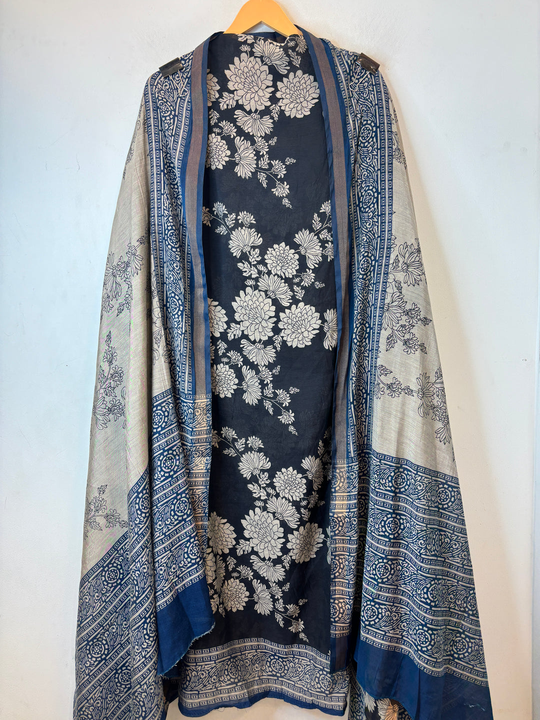 Blue Maheshwari Printed Unstitched Suit Set DBP003