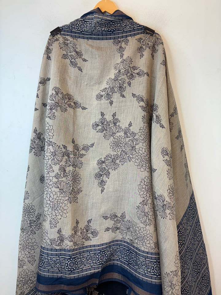 Blue Maheshwari Printed Unstitched Suit Set DBP003