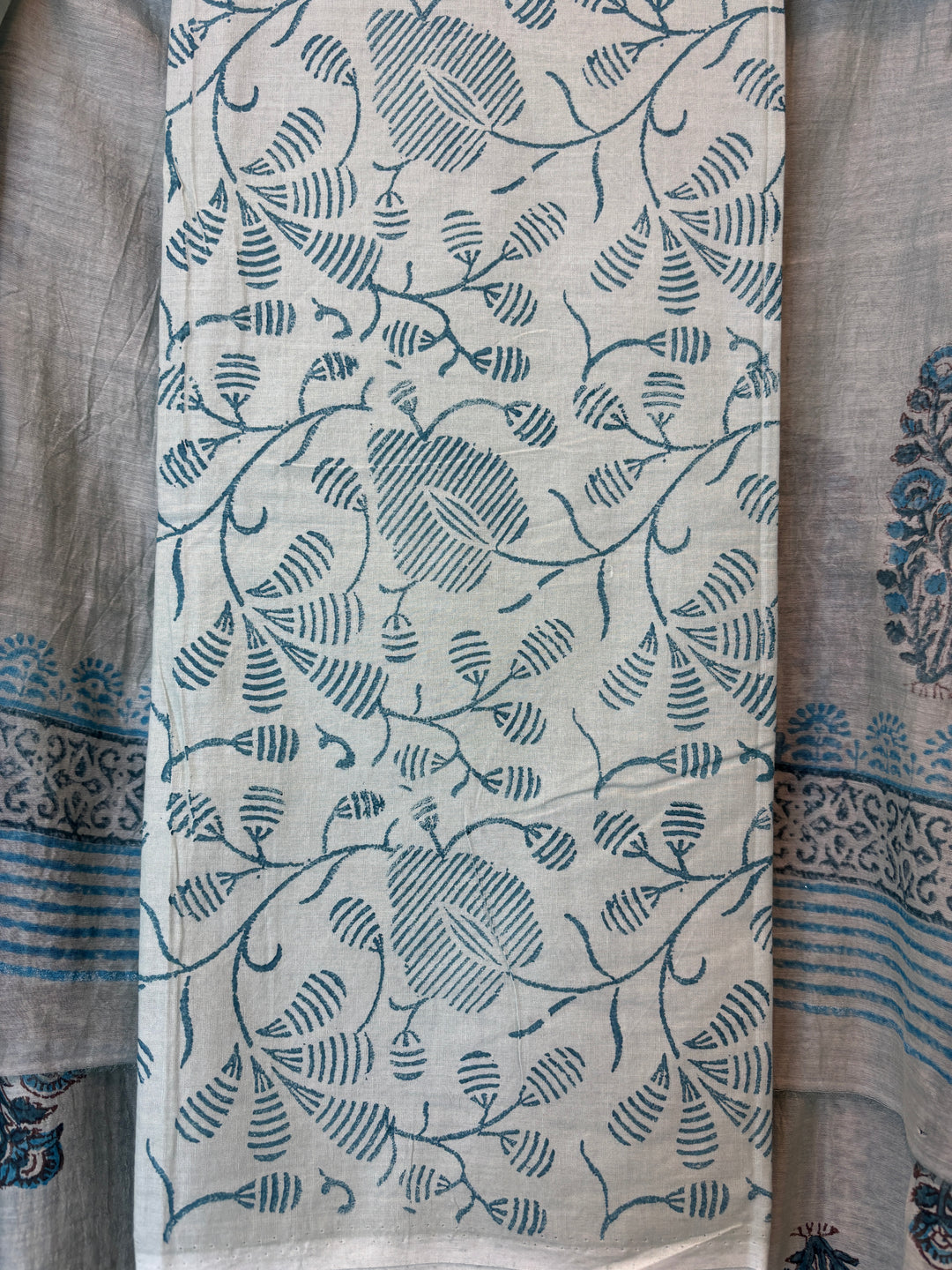 Sea Green Mul Chanderi Hand Block Printed Suit Set