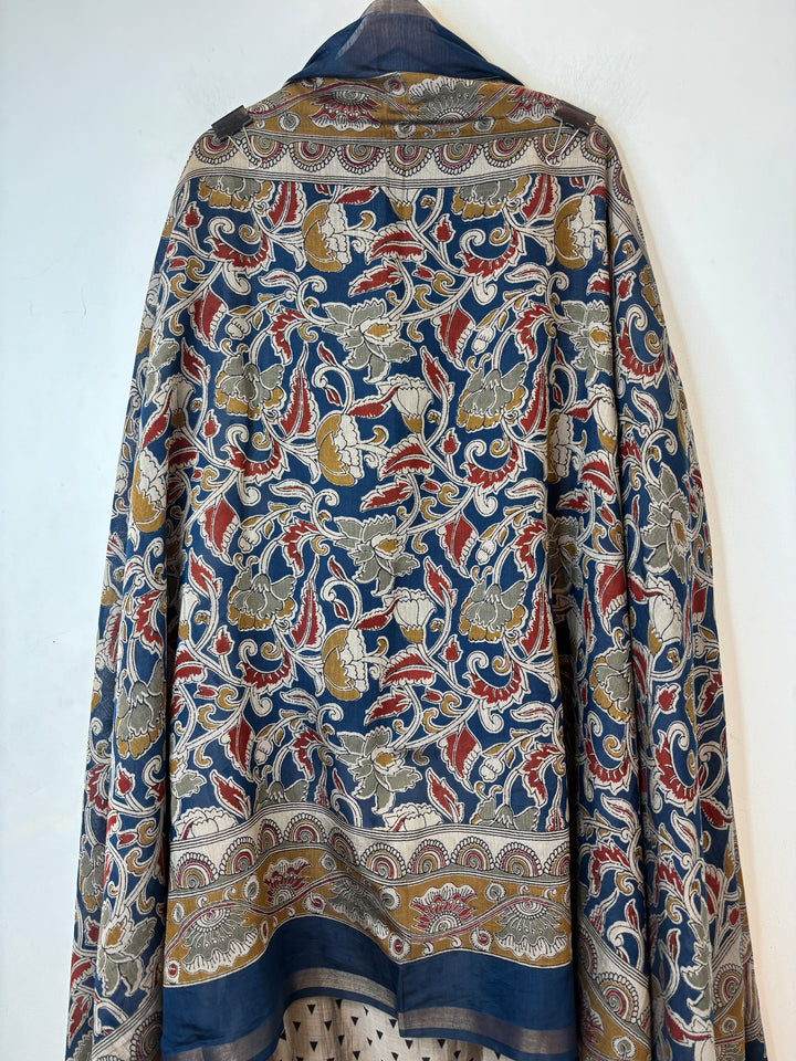 Blue Maheshwari Printed Unstitched Suit Set