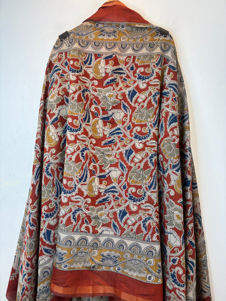 Rust Maheshwari Printed Unstitched Suit Set