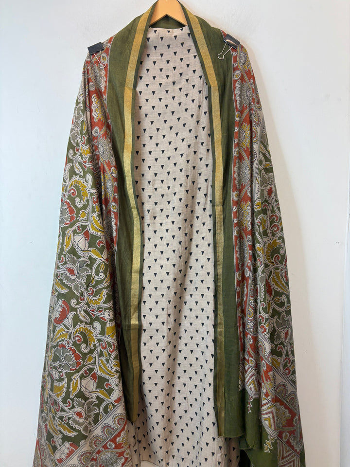 Green Maheshwari Printed Unstitched Suit Set