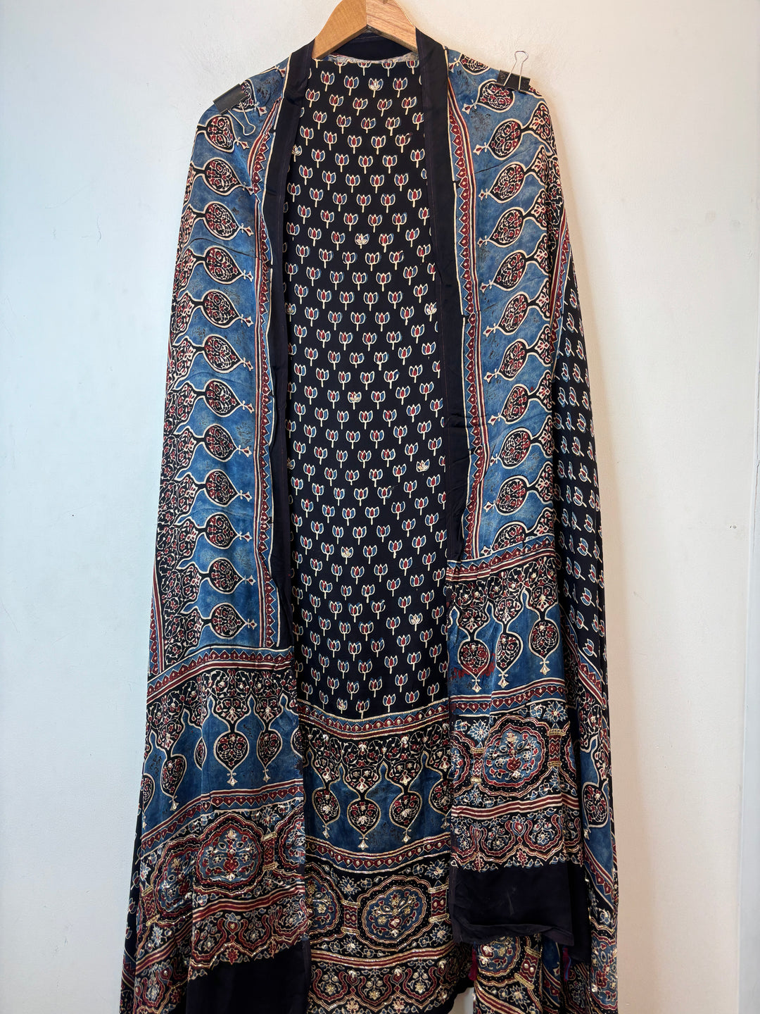 Midnight Navy Blue Ajrakh Modal Mirror Work Suit Set