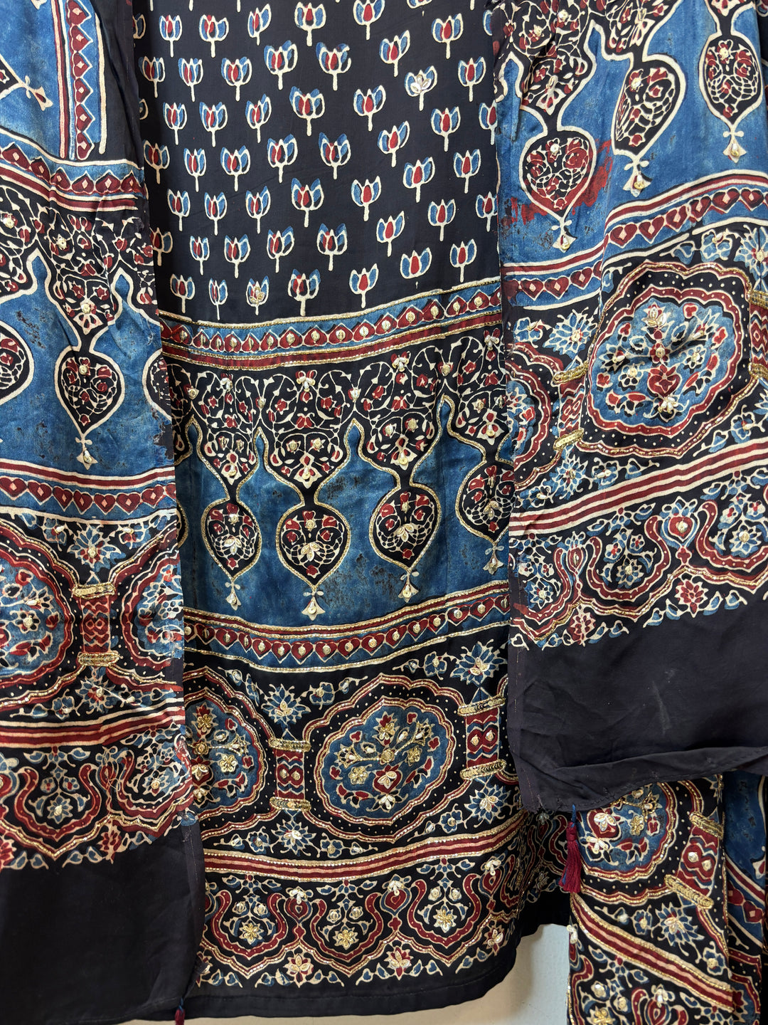 Midnight Navy Blue Ajrakh Modal Mirror Work Suit Set
