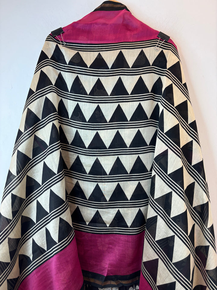 Pink Maheshwari Pichwai Printed Unstitched Suit Set