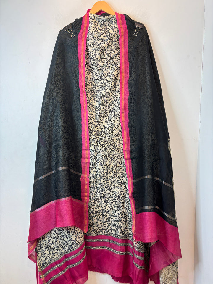 Pink Maheshwari Printed Unstitched Suit Set DBPA3