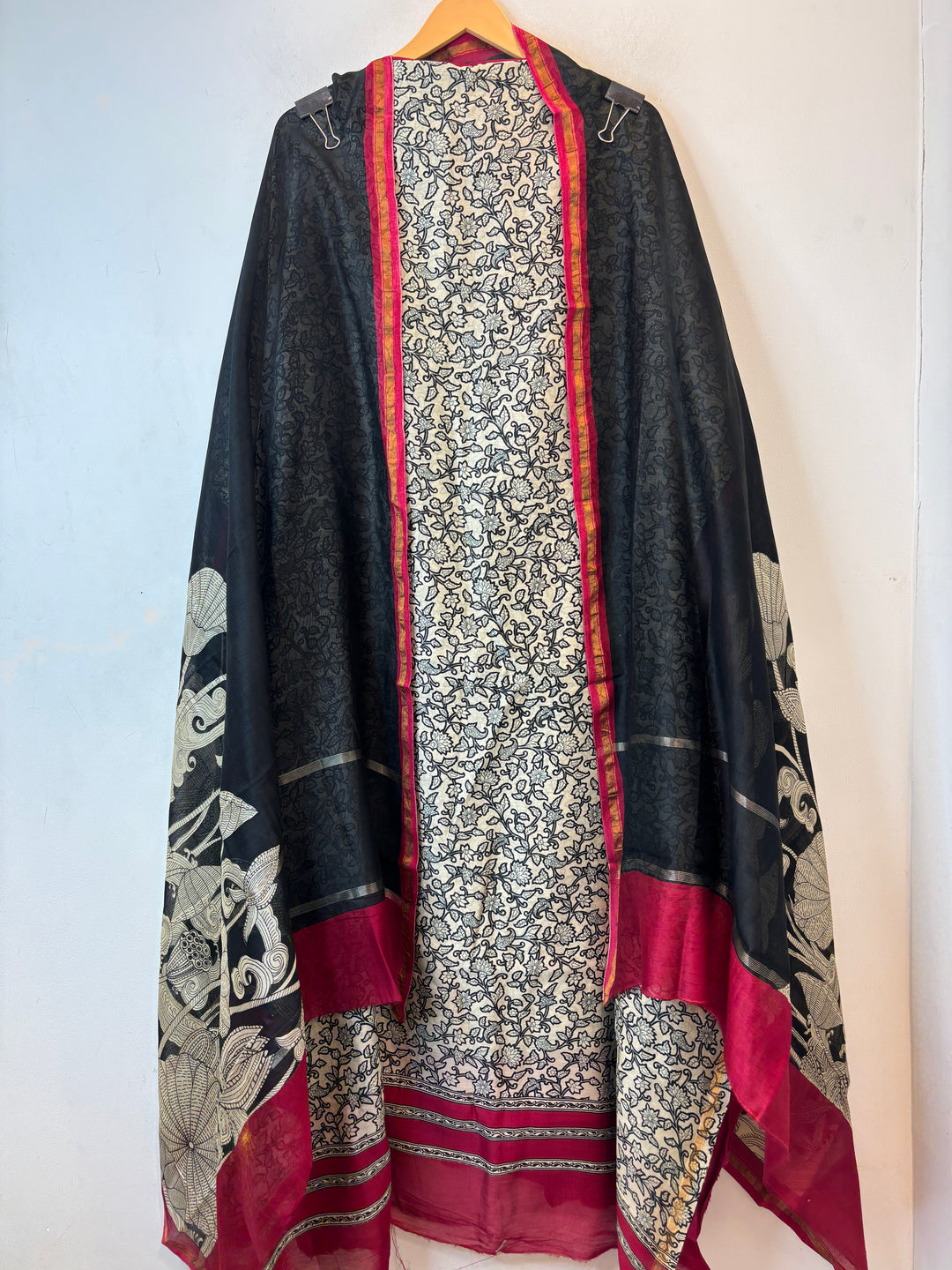 Maroon Maheshwari Printed Unstitched Suit Set DBPA1