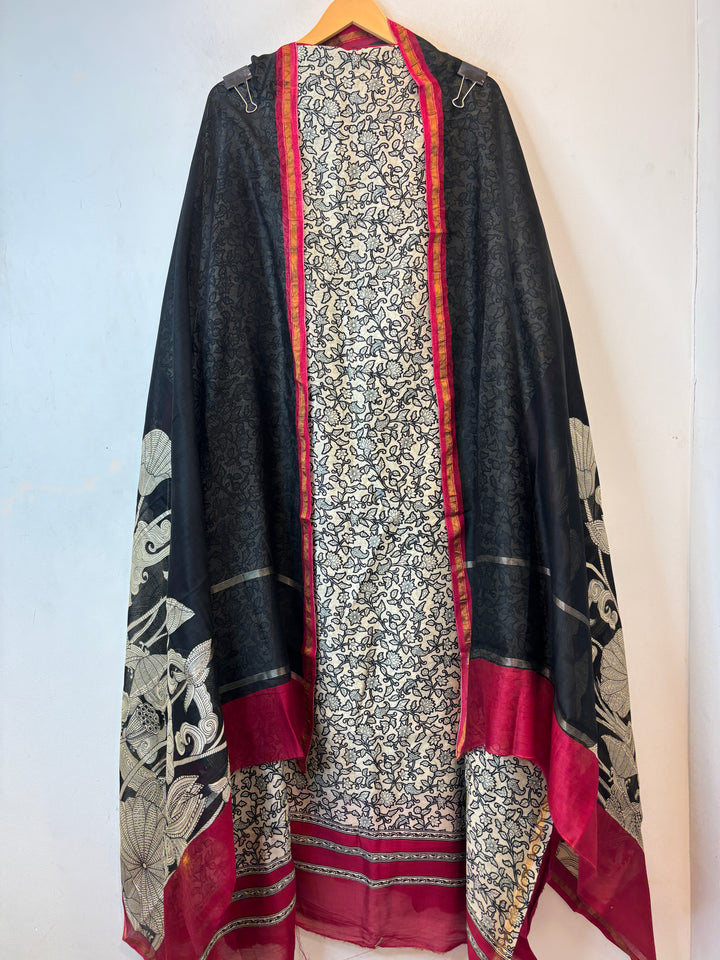 Maroon Maheshwari Printed Unstitched Suit Set DBPA1