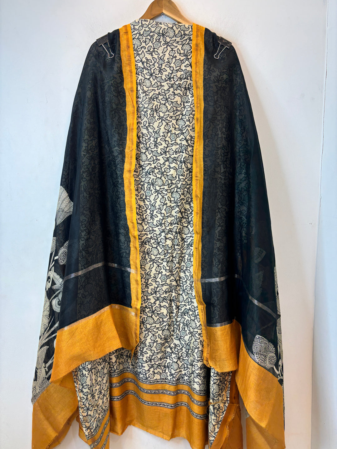 Mustard Yellow Maheshwari Printed Unstitched Suit Set DBPA2