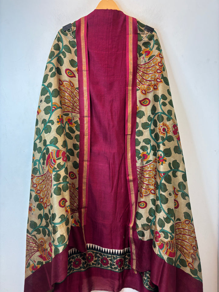 Pink Maheshwari Printed Unstitched Suit Set DBPM1