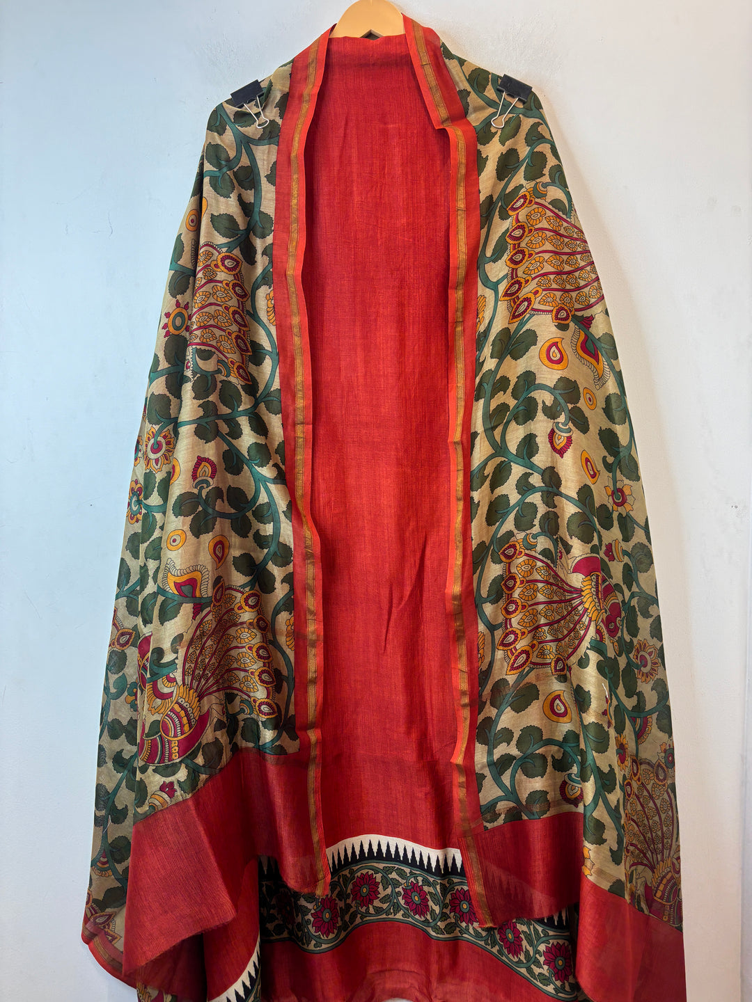Orange Maheshwari Printed Unstitched Suit Set DBPM2
