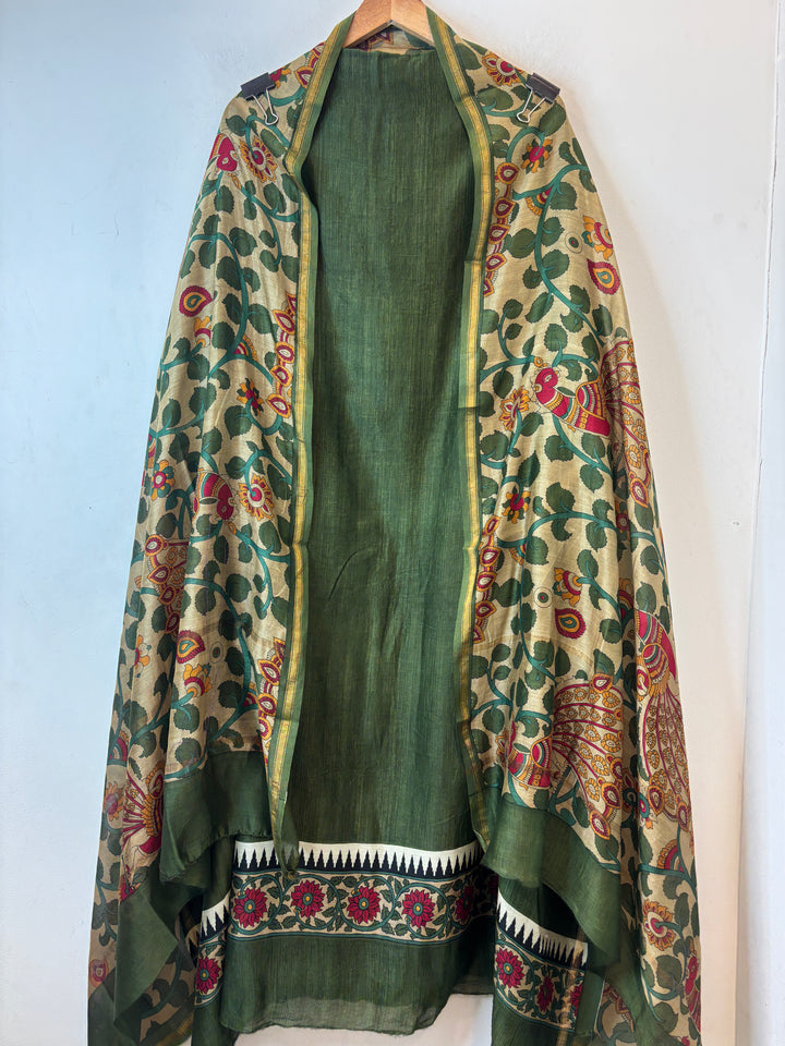Green Maheshwari Printed Unstitched Suit Set DBPM3