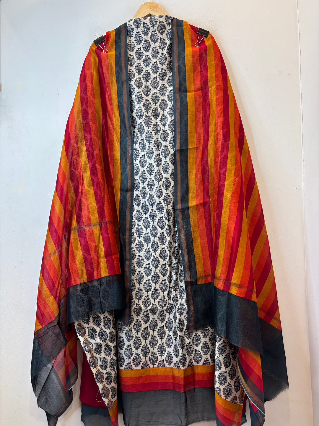 Orange Maheshwari Printed Unstitched Suit Set DB2