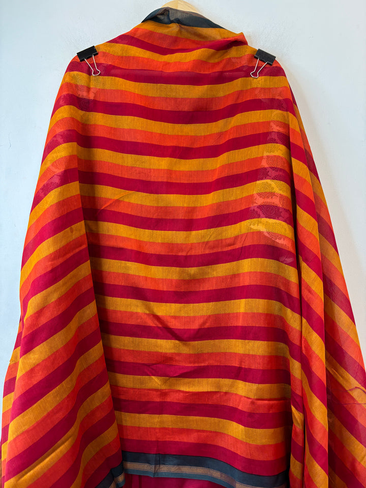 Orange Maheshwari Printed Unstitched Suit Set DB2