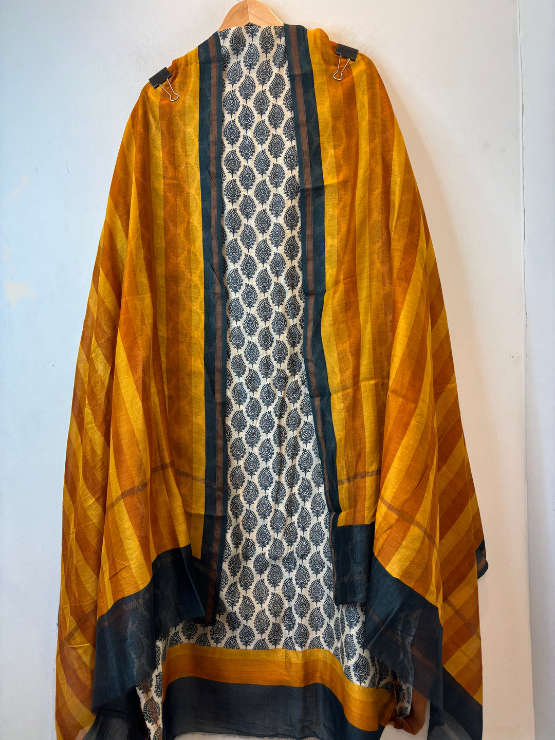 Yellow Maheshwari Printed Unstitched Suit Set DB3