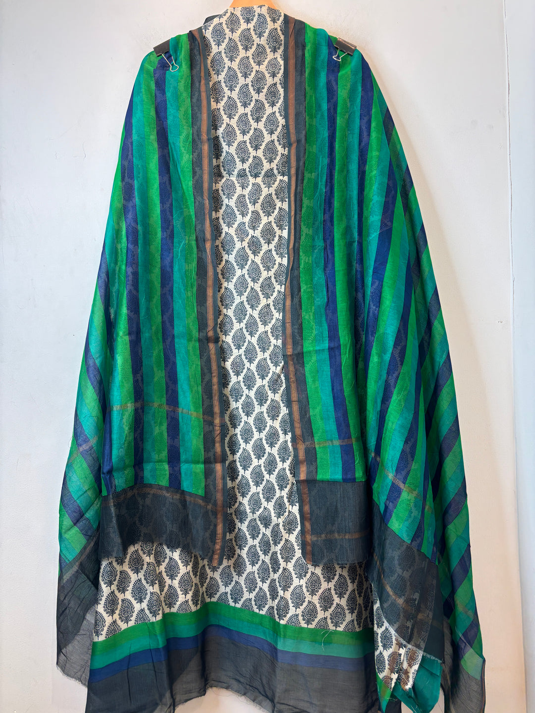 Green Maheshwari Printed Unstitched Suit Set DB4