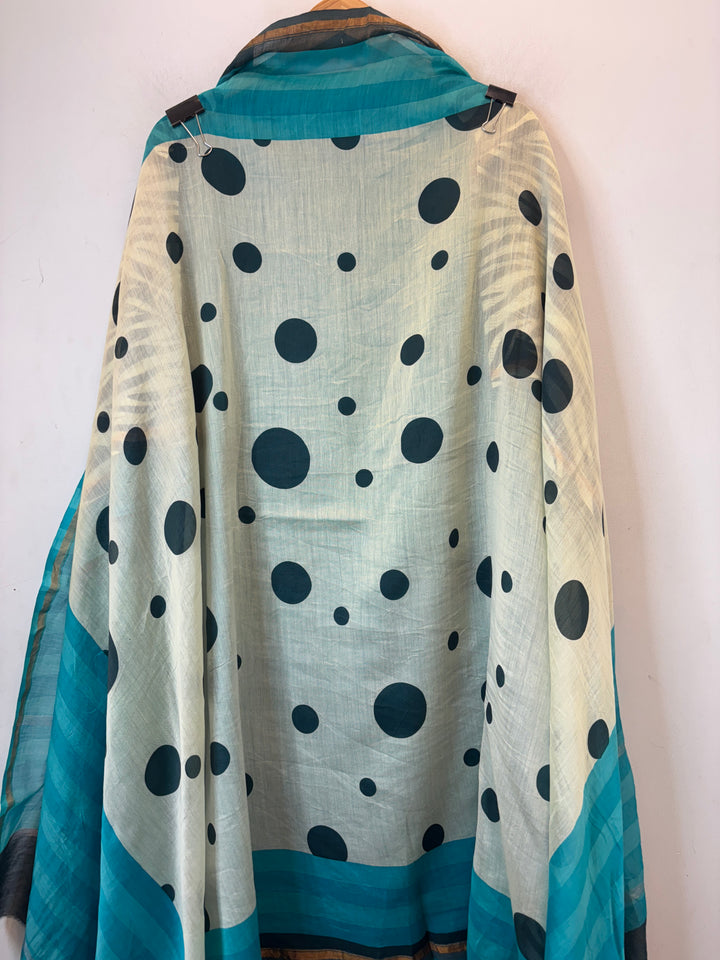 Blue Maheshwari Printed Unstitched Suit Set MP04