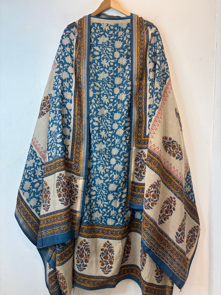 Blue Maheshwari Printed Unstitched Suit Set DBPM01