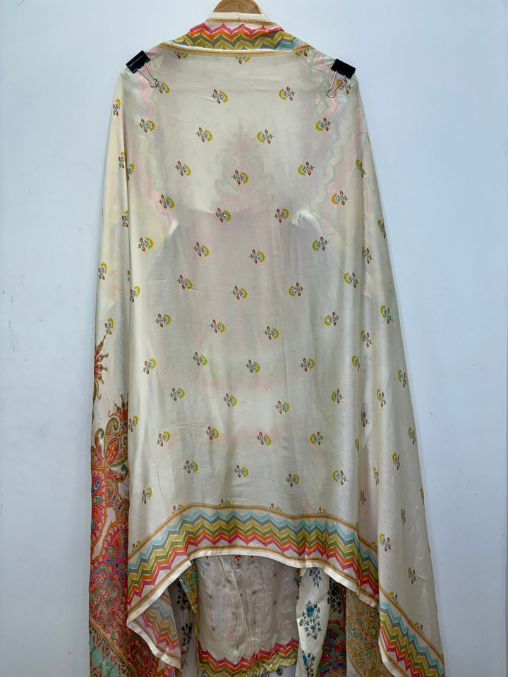 Pakistani-Inspired Satin Organza with Green Bottom