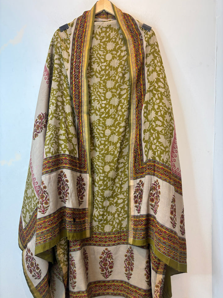 Green Maheshwari Printed Unstitched Suit Set DBPM02
