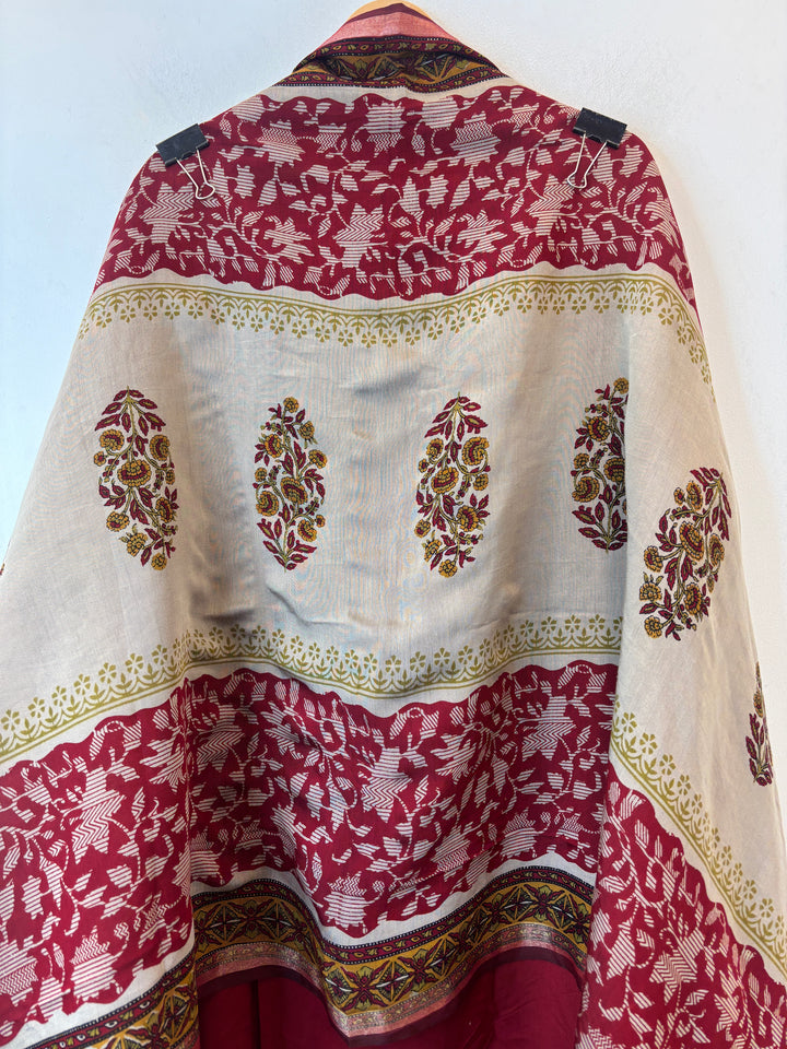 Maroon Maheshwari Printed Unstitched Suit Set DBPM04