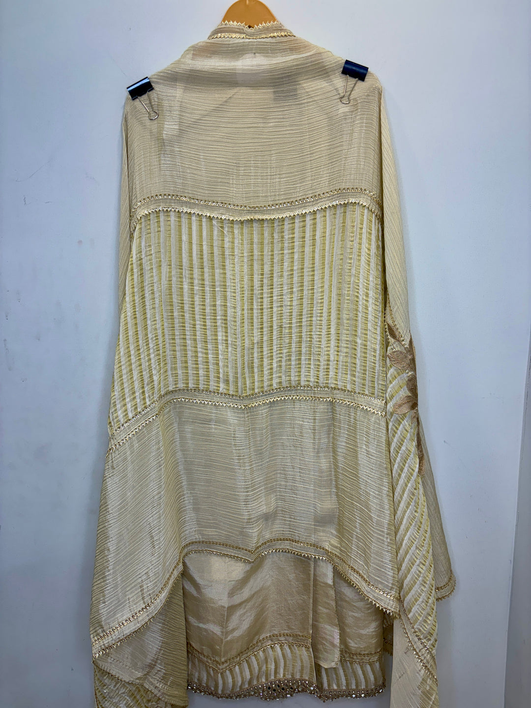 Tissue Shimmer Unstitched Suit with Mirror &amp; Embroidery Work