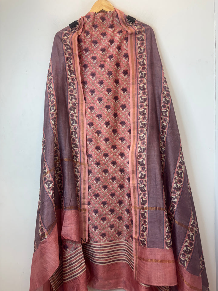 Peach Maheshwari Printed Unstitched Suit Set DB201