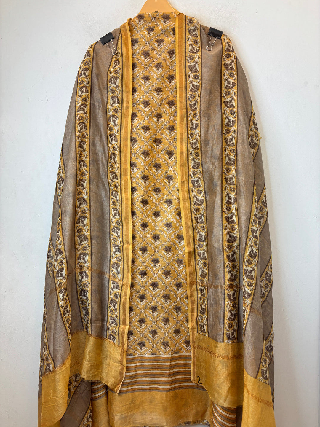 Yellow Maheshwari Printed Unstitched Suit Set DB201