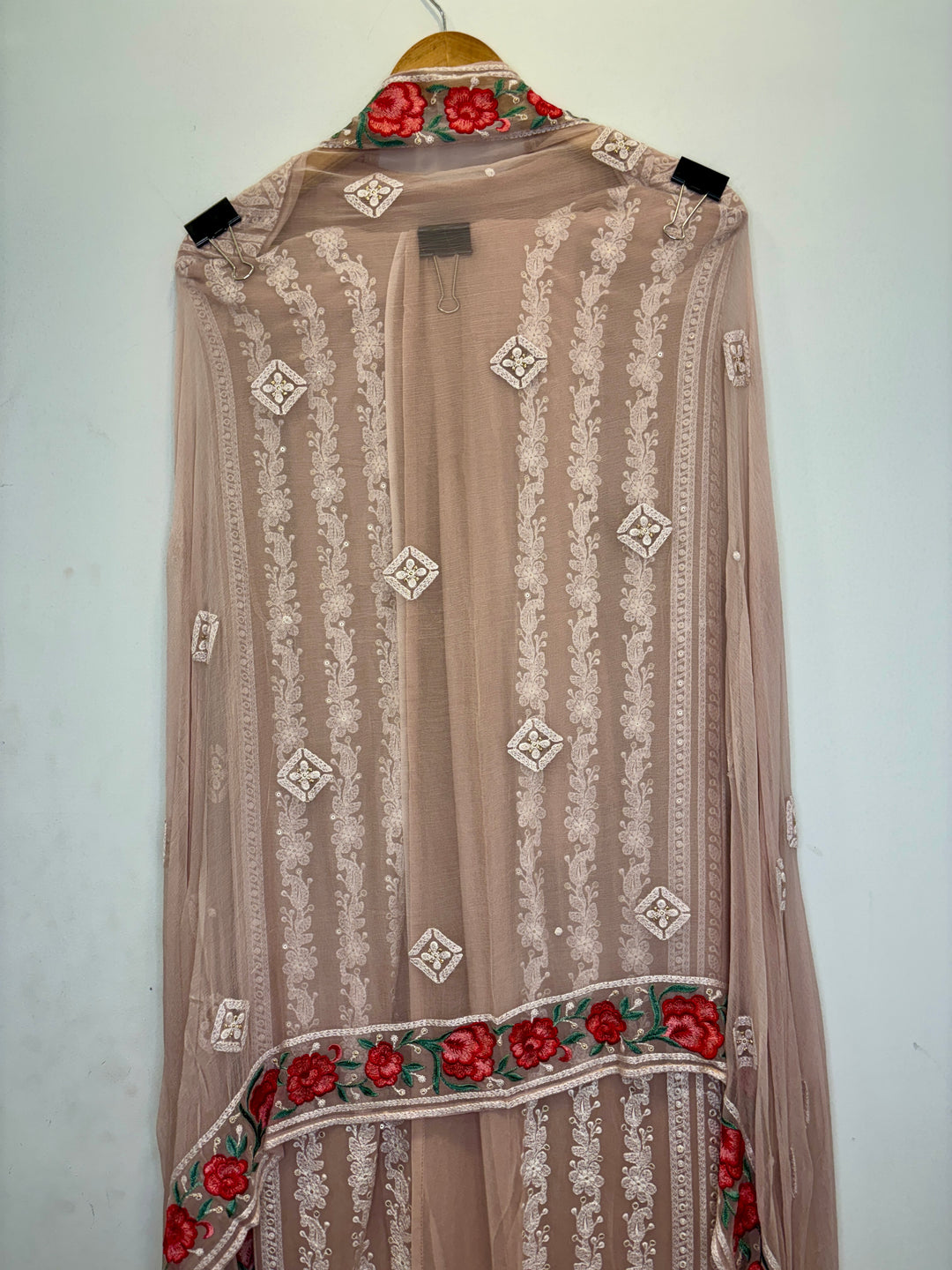 Georgette Lucknavi Unstitched Suit with Parsi &amp; Lucknavi Embroidery