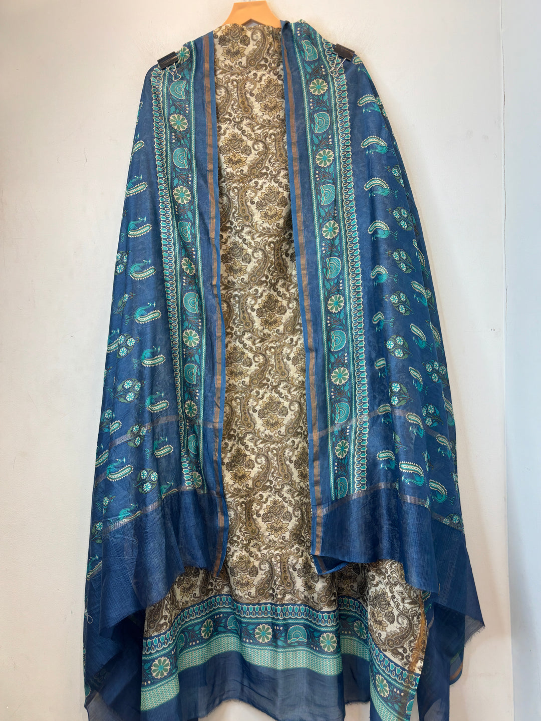 Blue Maheshwari Printed Unstitched Suit Set DBPM404