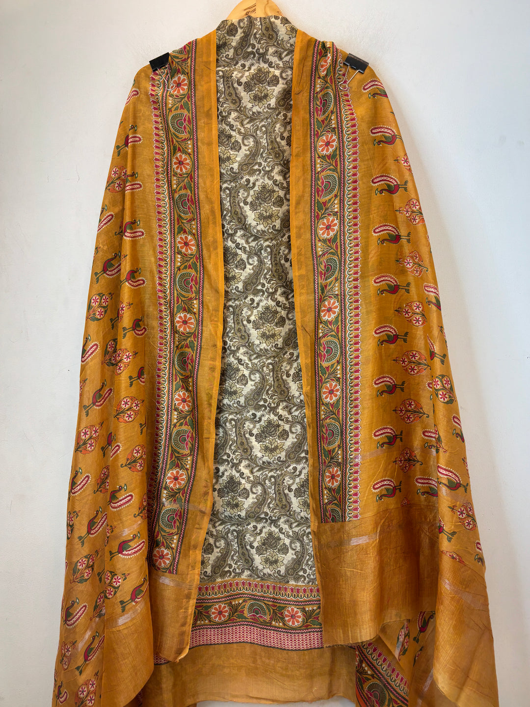 Yellow Maheshwari Printed Unstitched Suit Set DBPM304