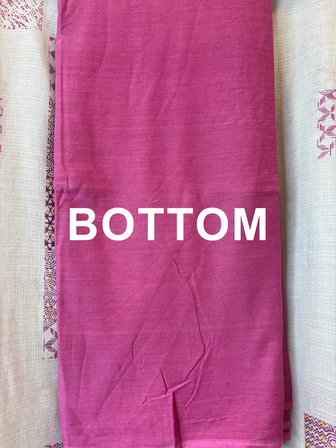 Pink Soft Cotton Printed Unstitched Suit Set with Bead Work