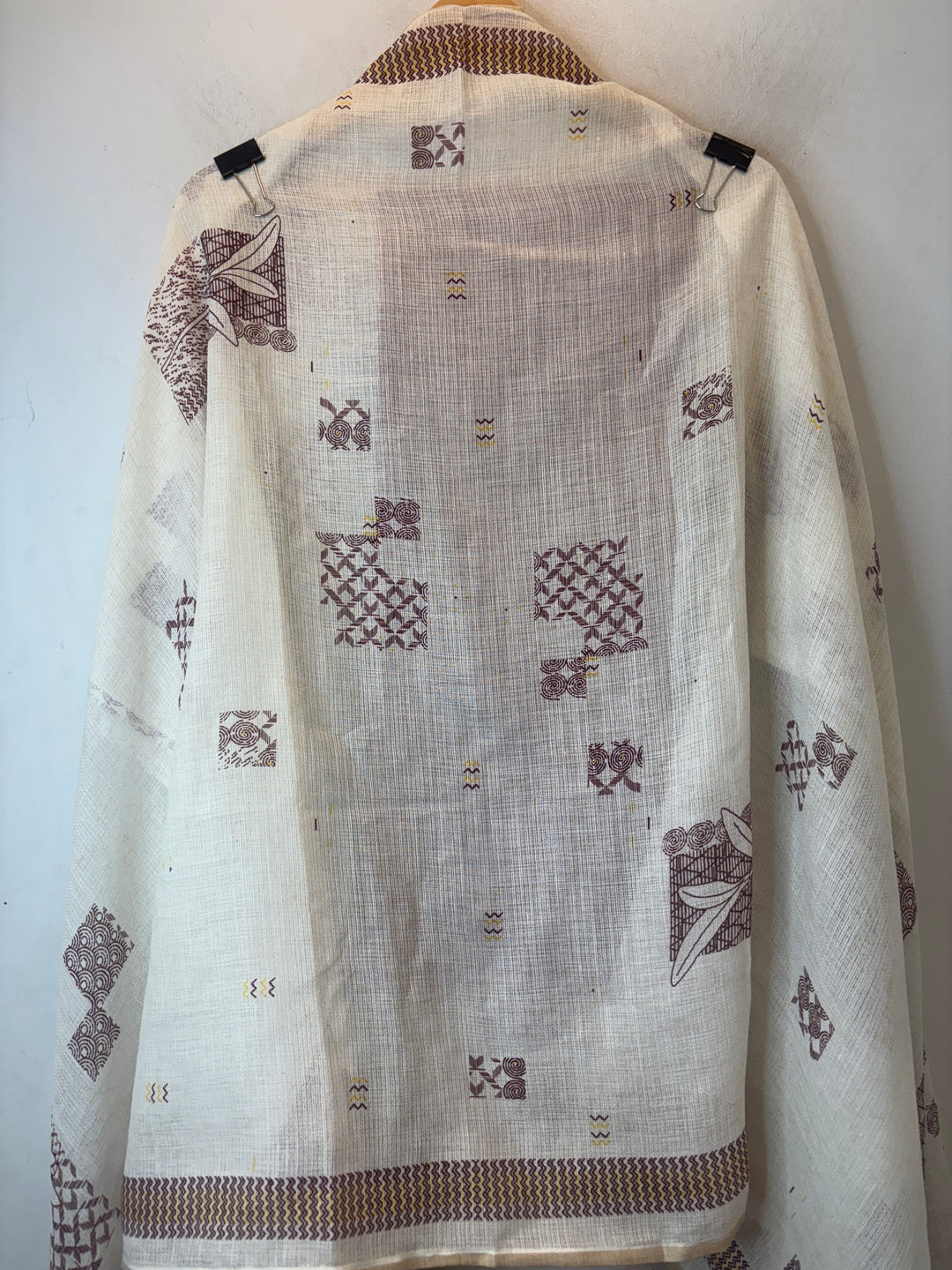 Maroon Soft Cotton Printed Unstitched Suit Set with Bead Work