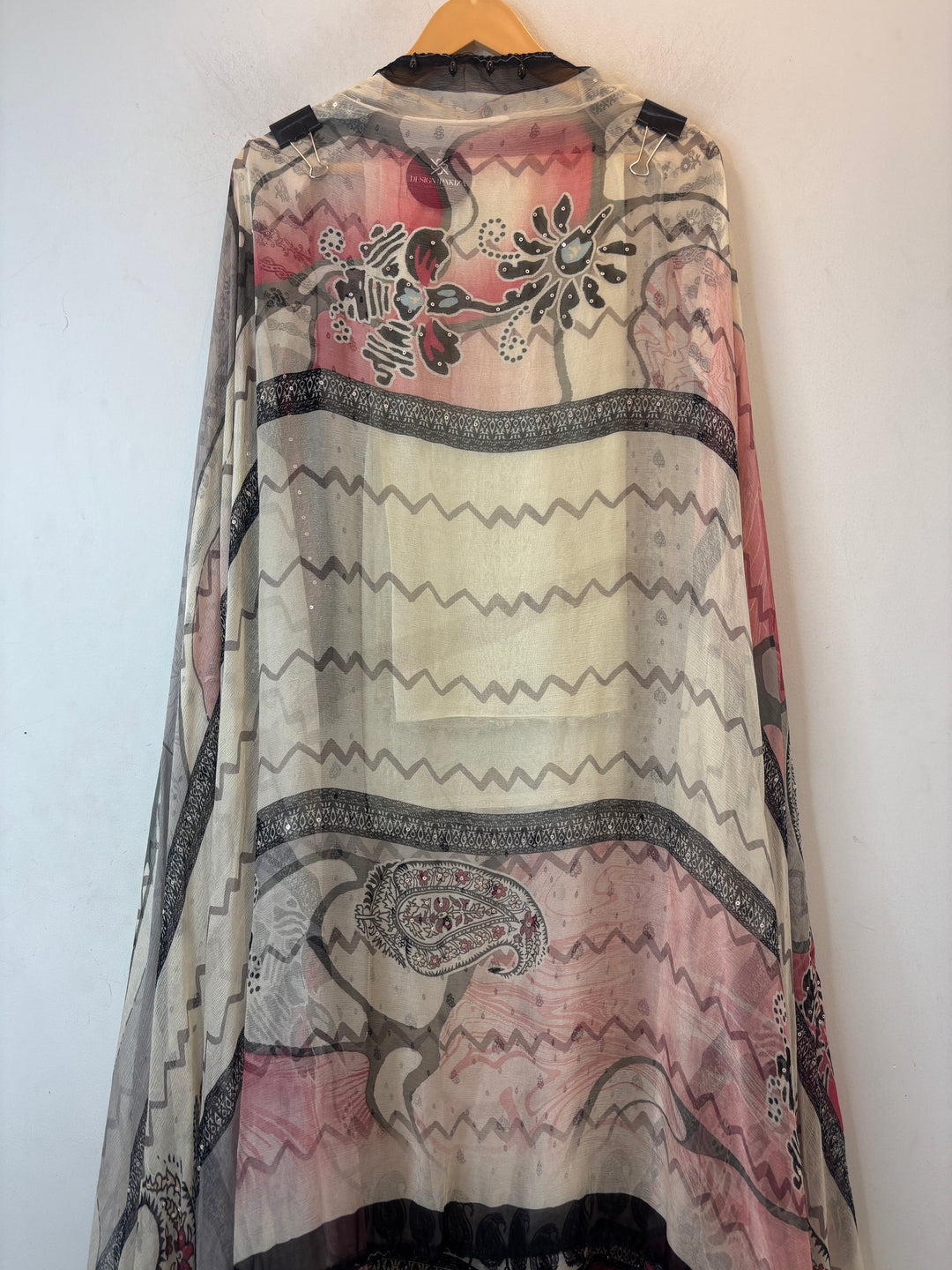 Silk Organza Unstitched Suit Set with 3D Floral &amp; Pearl Work