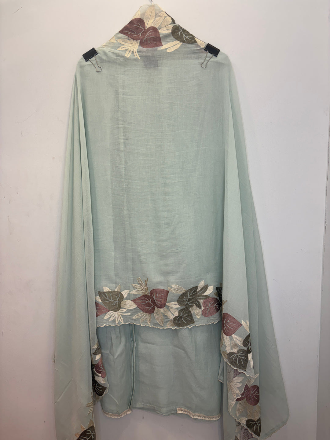 Blue Mul Cotton Unstitched Suit with Embroidery &amp; Lace Detailing