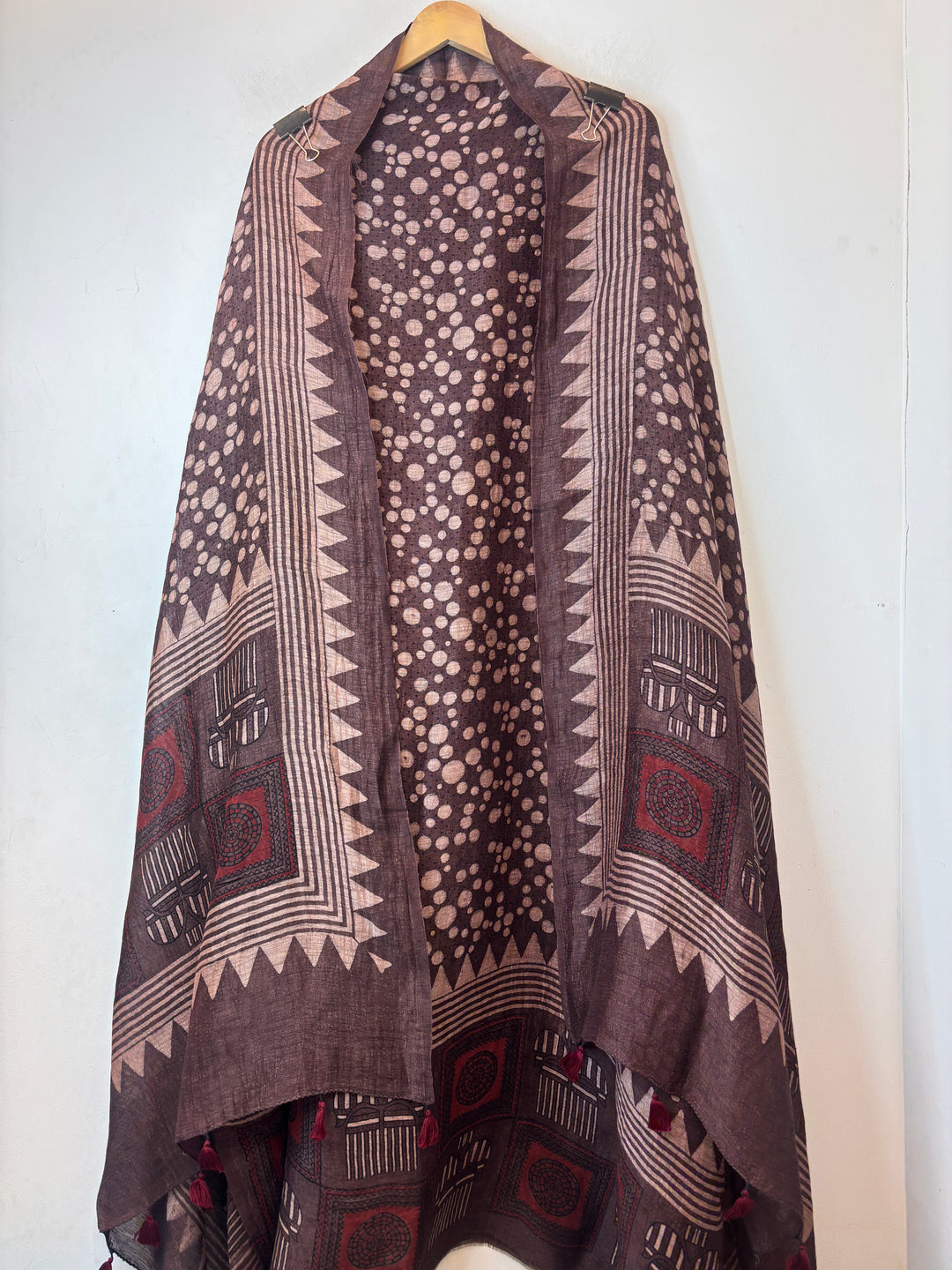 Brown Ajrakh Block Printed Unstitched Suit Set
