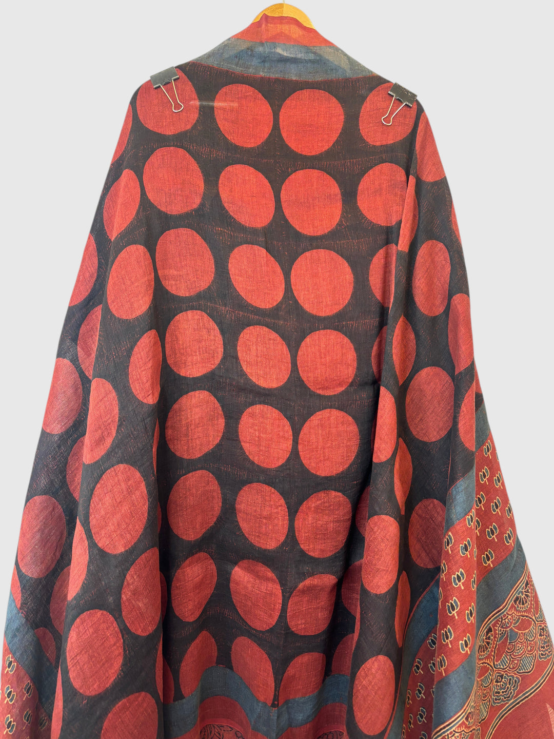 Maroon Linen Ajrakh Block Printed Unstitched Suit Set