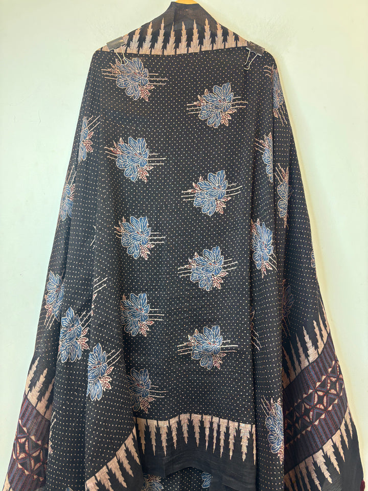 Dusty Pink Linen Ajrakh Block Printed Unstitched Suit Set