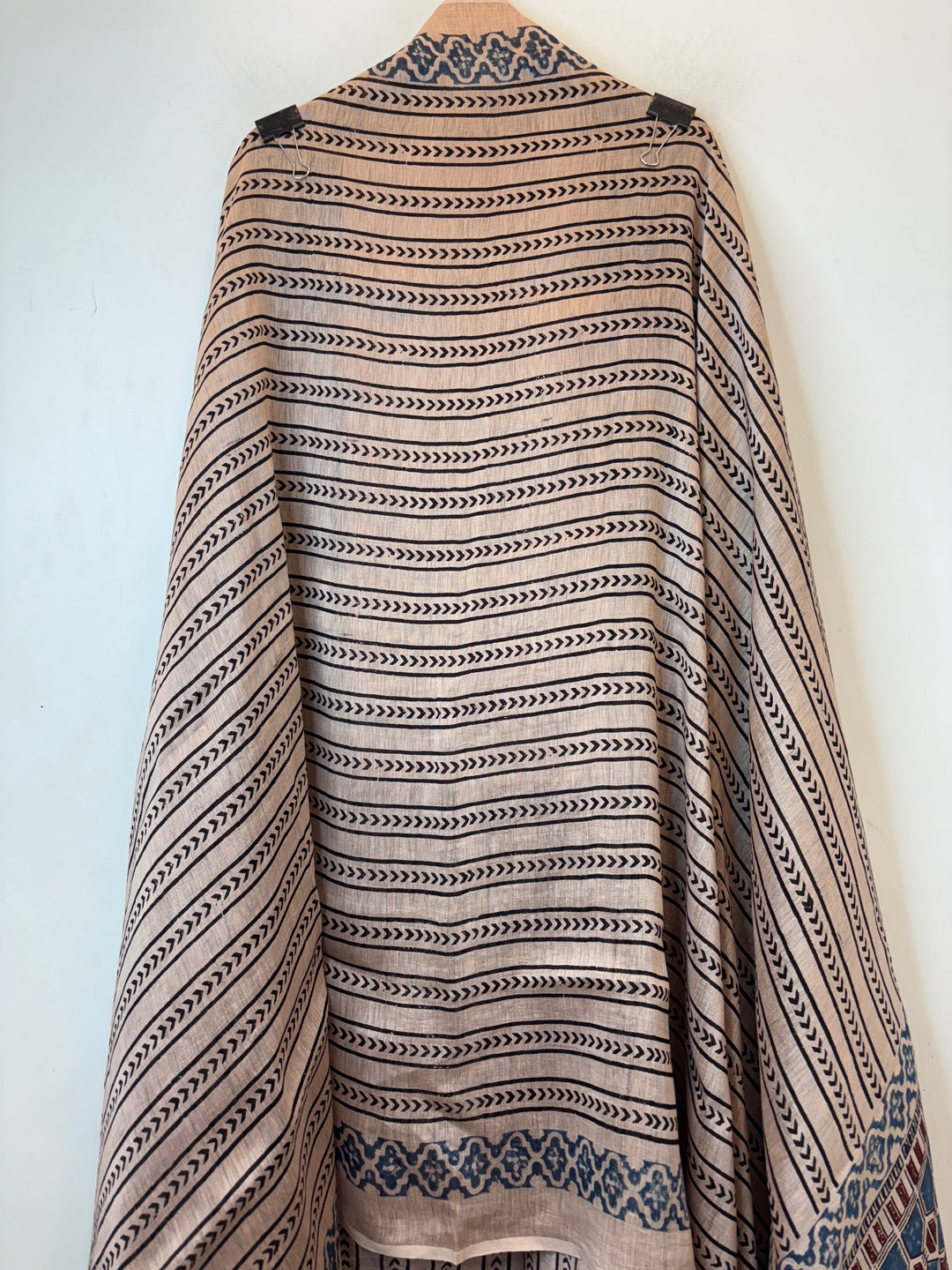 Soft Beige Ajrakh Block Printed Unstitched Suit Set