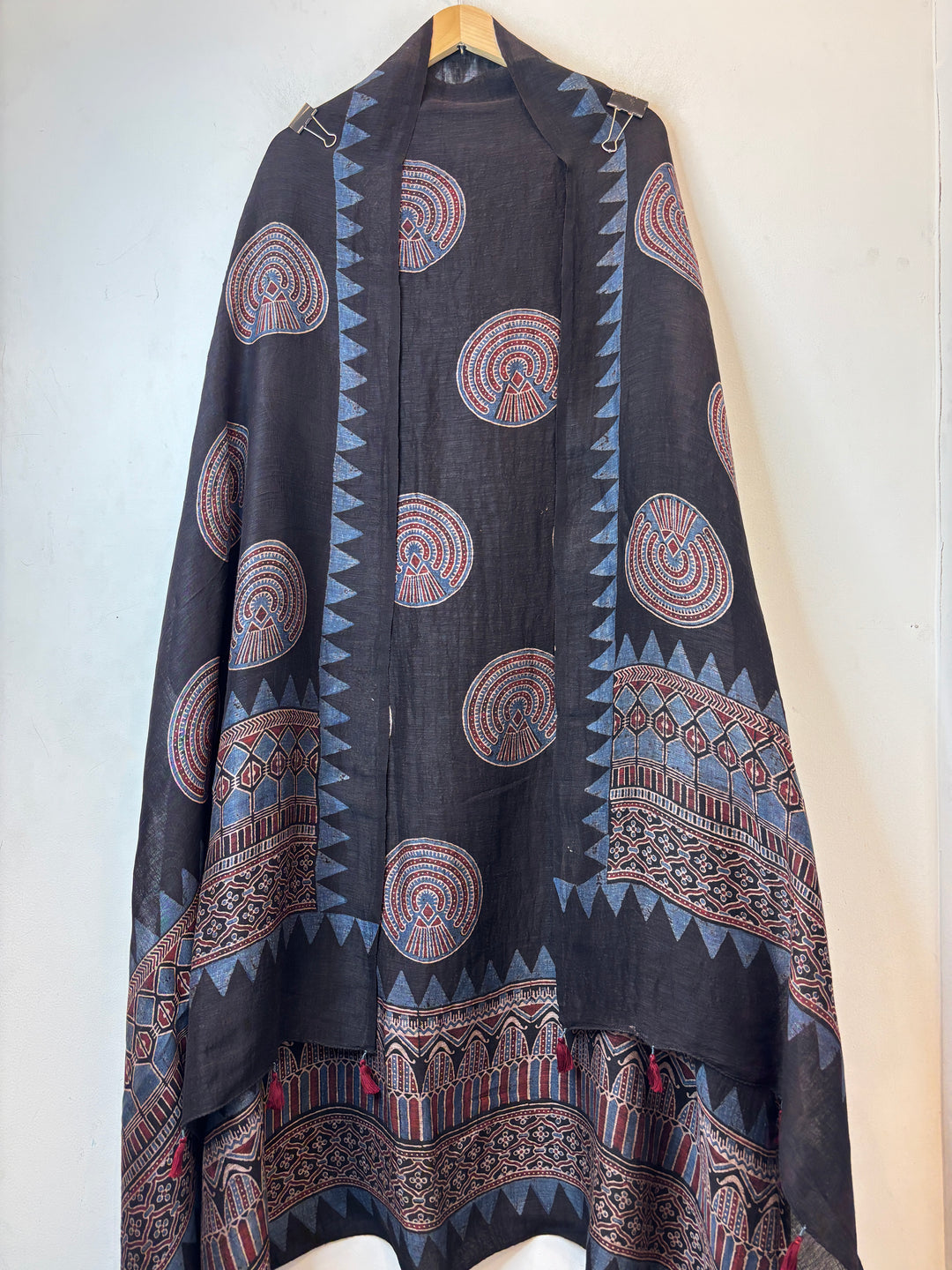 Black Ajrakh Block Printed Unstitched Suit Set