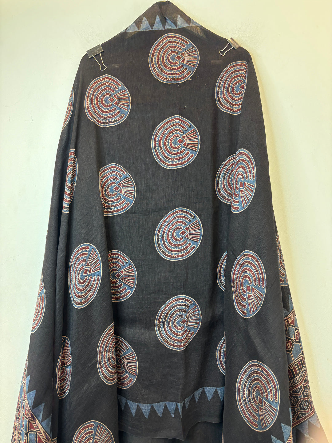 Black Ajrakh Block Printed Unstitched Suit Set