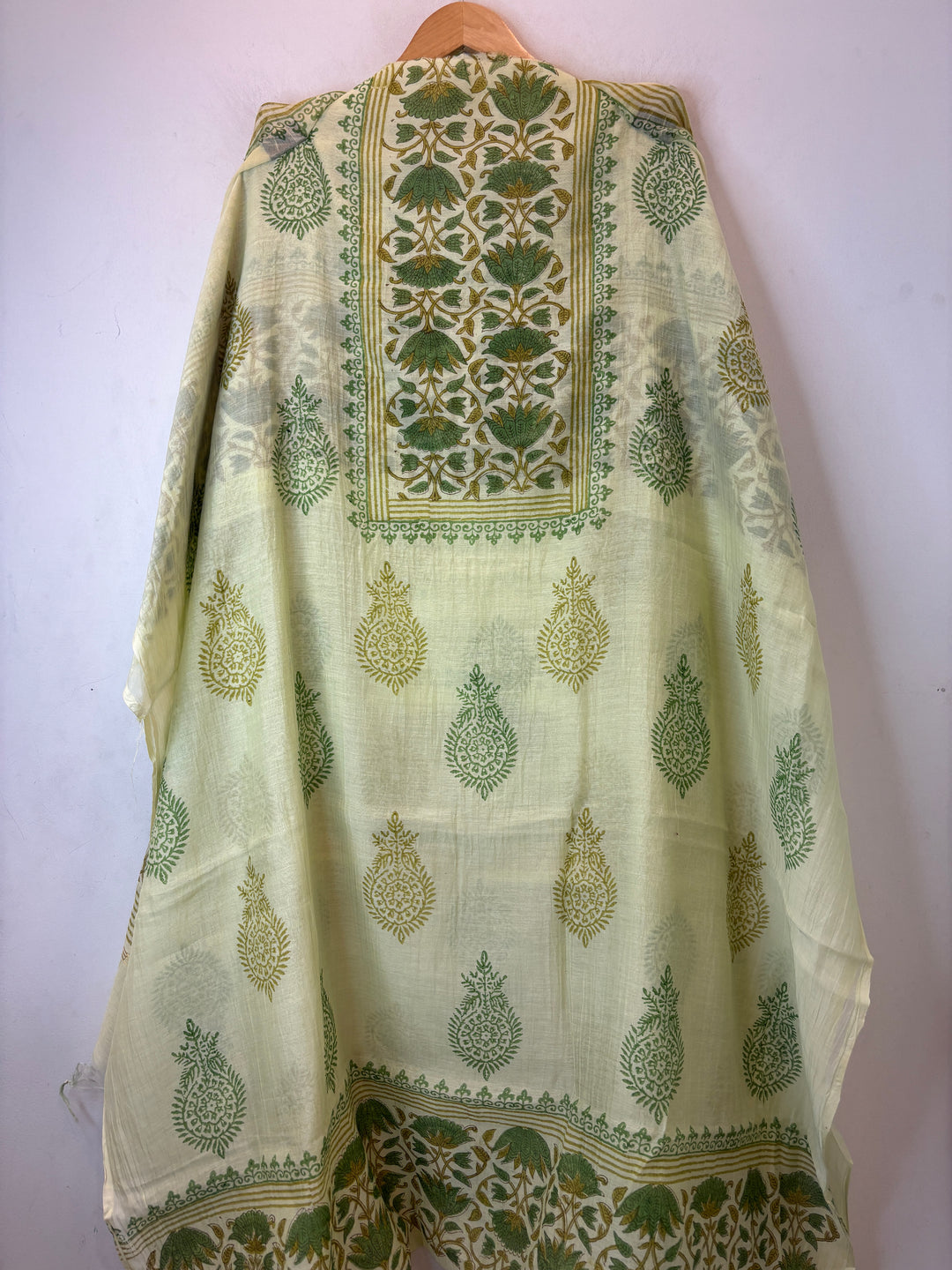 Green Mul Chanderi Hand Block Printed Suit Set ML4