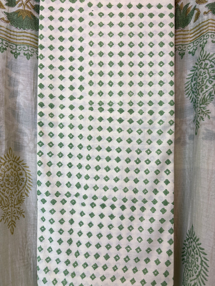 Green Mul Chanderi Hand Block Printed Suit Set ML4