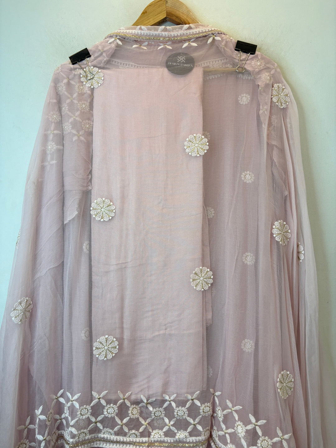 Pink Georgette Embroidered Suit Set with Handwork