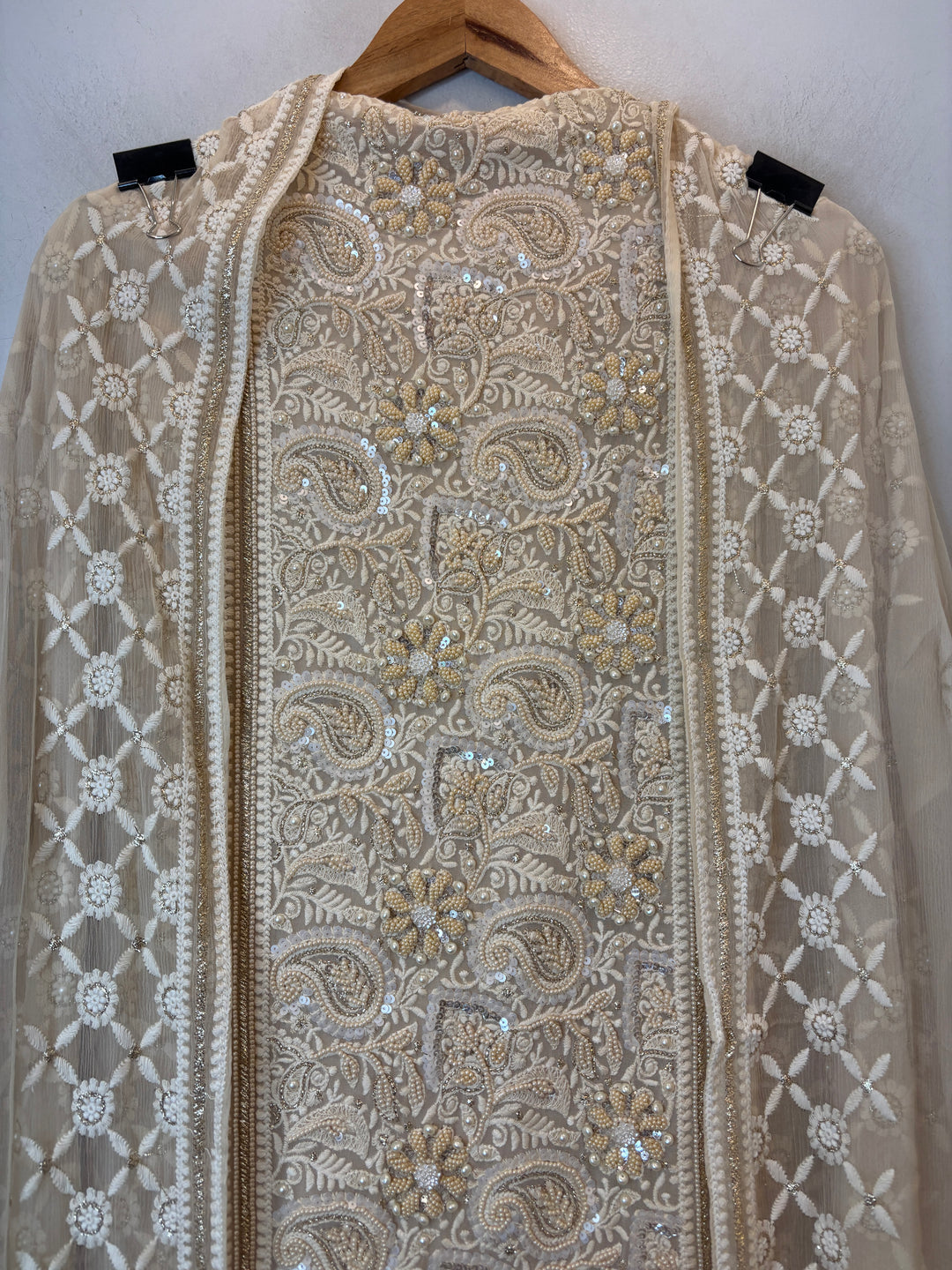 Ivory Georgette Embroidered Suit Set with Handwork