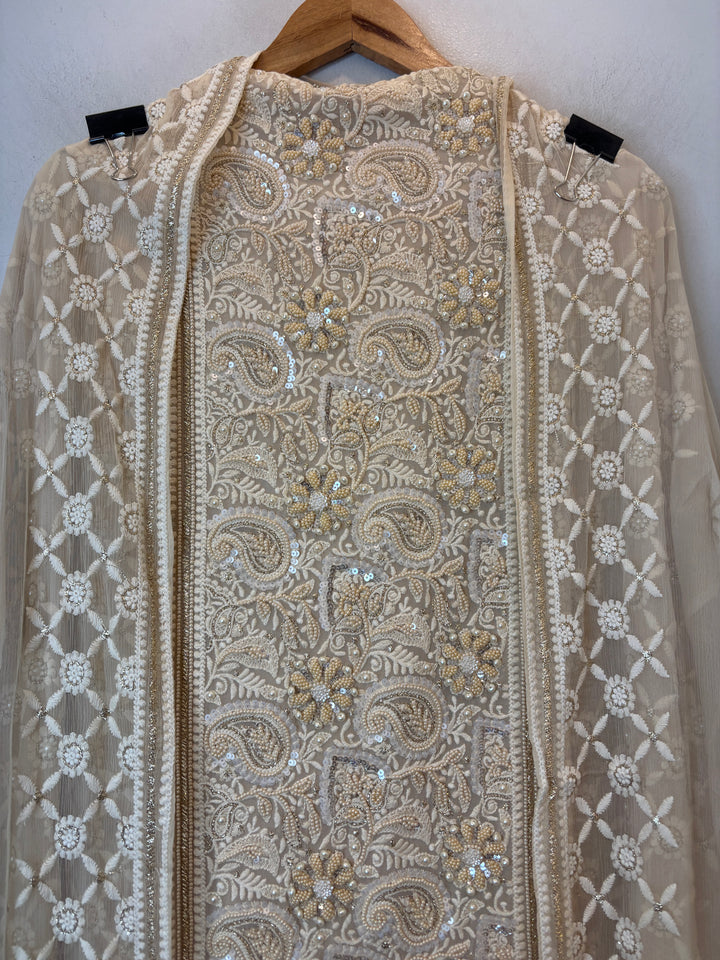Ivory Georgette Embroidered Suit Set with Handwork