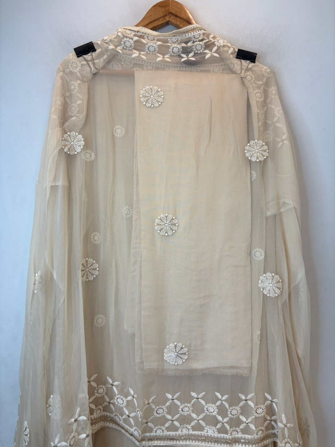 Ivory Georgette Embroidered Suit Set with Handwork