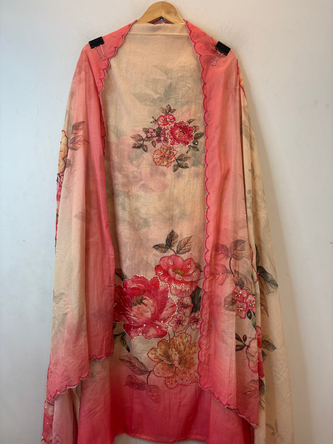 Ombre Mul Cotton Suit Set with Bead &amp; Sequin Detailing